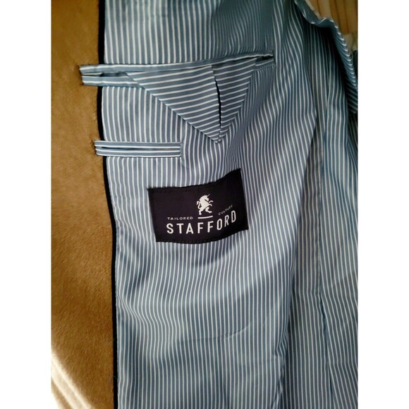 Vintage STAFFORD Mens Blazer Sportcoat Size 44 Reg Camel Hair Casual Wool Jacket - Picture 8 of 13